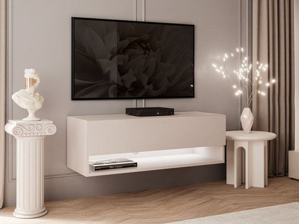 TV-wandmeubel 90 cm voor de woonkamer met ledverlichting Aurelie Kashmir mat