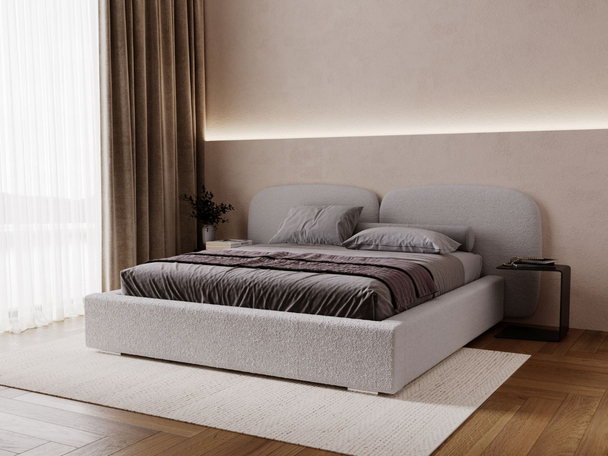 Bed met Opbergruimte en lattenbodem 160x200 Palermo Lichtgrijs