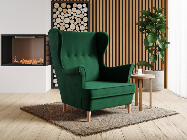 Fauteuil op houten poten Oslo Groen