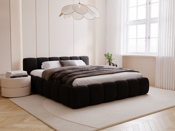 Bed met Opbergruimte en lattenbodem 160x200 Cloud Low Zwart
