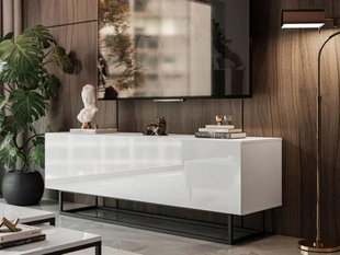 TV-Meubel met deuren op een frame Nodoo Wit glans