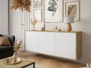 Hangende dressoir met 3 deuren Vivance Wit, Artisan Eik