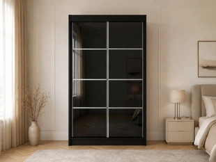 Schuifdeurkast met roedes 120 cm met LED-verlichting Ponti Zwart