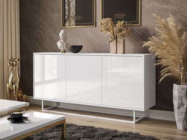 Dressoir met deuren op een metalen frame Vivance Wit glans