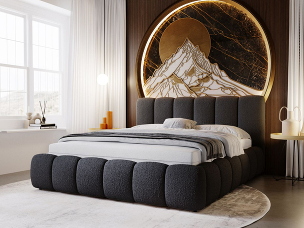 Tweepersoonsbed met Opbergruimte en lattenbodem 140x200 Cloud Zwart