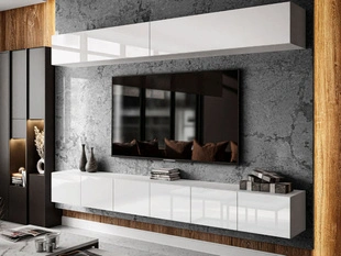 Moderne wandmeubel voor de woonkamer Nodoo Wit glans