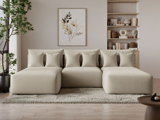U-Bank met Slaapfunctie en Opbergruimte Ronni U Beige