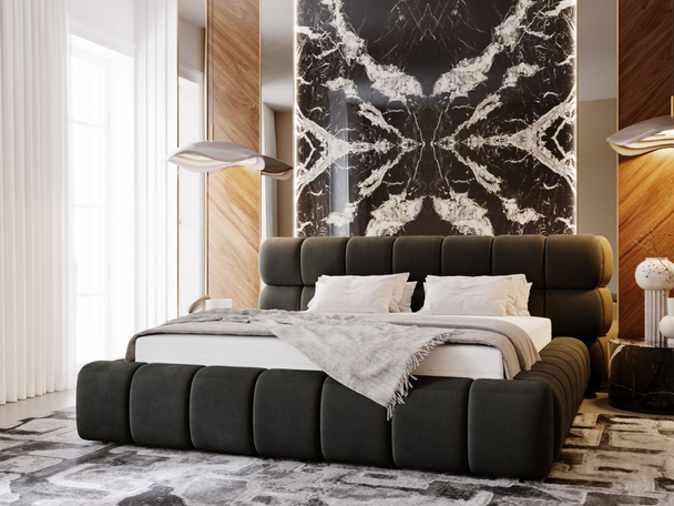 Tweepersoonsbed met Opbergruimte en lattenbodem 160x200 Mellow Donkergrijs