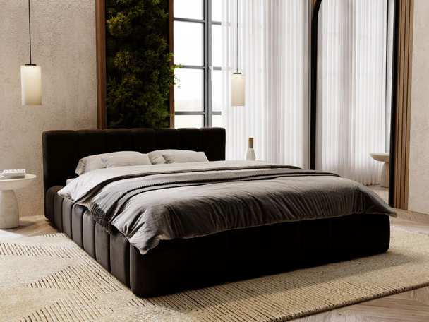 Bed met Opbergruimte en lattenbodem 140x200 cm Split Zwart