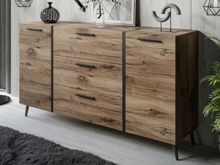 Dressoir met lades, hoge poten en handgrepen Lunelie Flagstaff Eik