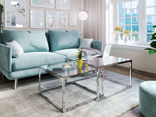 Salontafel op een chromen frame Asumi 35x41