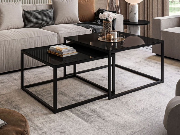 Salontafel Set 2-delig Asumi Zwart 39x45
