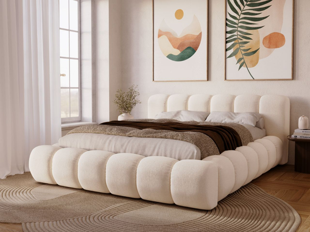 Tweepersoonsbed met Opbergruimte en lattenbodem 140x200 Doria Crème
