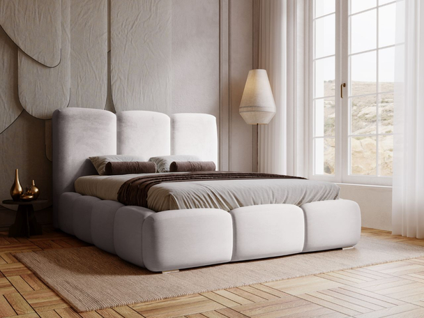 Tweepersoonsbed met Opbergruimte en lattenbodem 140x200 Bubble Lichtgrijs