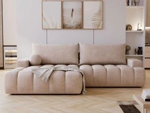Hoekbank Links met Slaapfunctie en Opbergruimte Havi Beige