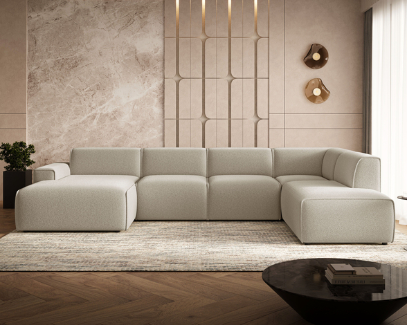U-Bank Rechts Belluno bouclé stof Beige