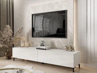 Tv-meubel met deuren op zwart poten Sorelle Wit glans