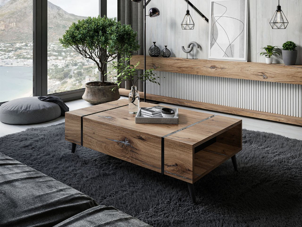 Salontafel op hoge poten Lunelie Flagstaff Eik