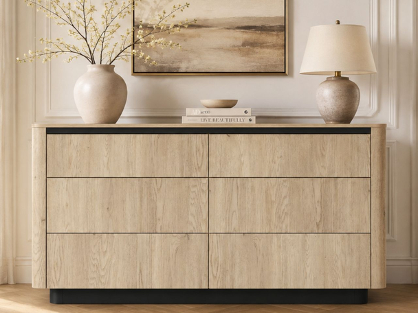Ladekast met 6 Lades 160 cm Fascino Bruin, Zwart