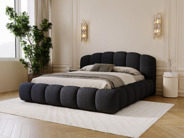 Gestoffeerd bed met opbergruimte en lattenbodem 160x200 Cloud Soft Zwart