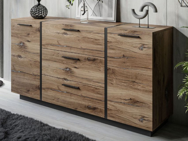 Dressoir met deuren en lades Lunelie Flagstaff Eik