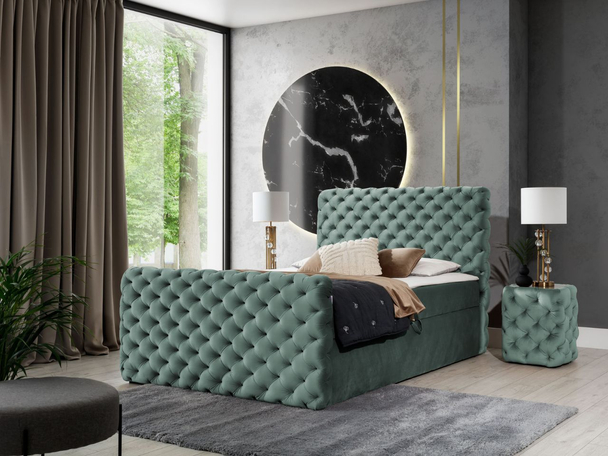 Boxspring met Opbergruimte 160x200 Cleo Lux Lichtgroen