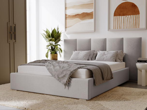 Tweepersoonsbed met Opbergruimte en lattenbodem 140x200 Lizbona Lichtgrijs