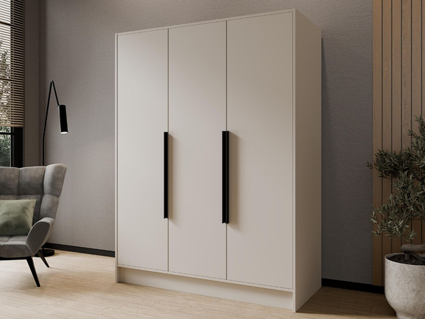Draaideurkast 150 cm Perugia Kashmir met zwarte handgrepen