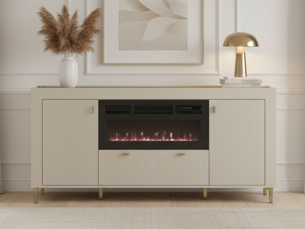 Dressoir met deuren, lade en elektrische haard Messina Kashmir