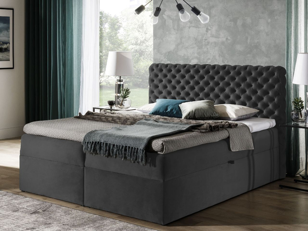 Boxspring met Opbergruimte 200x200 Cleo Donkergrijs