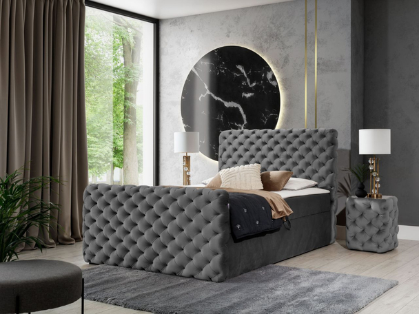 Boxspring met Opbergruimte 160x200 Cleo Lux Grijs
