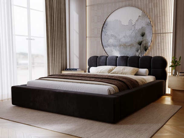 Tweepersoonsbed met Opbergruimte en lattenbodem 120x200 Plaza Zwart