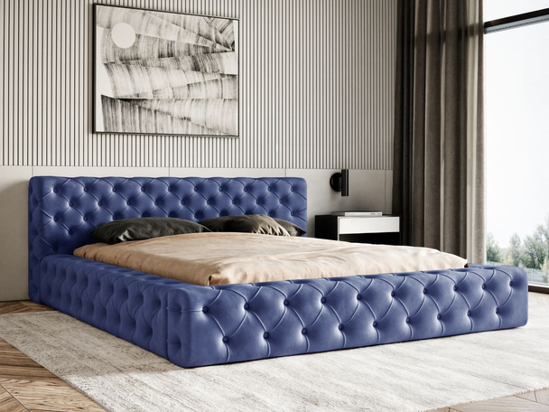 Bed met Opbergruimte en lattenbodem 140x200 cm Palini Donkerblauw