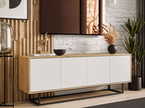 TV-Meubel met deuren Vivance Wit, Artisan Eik