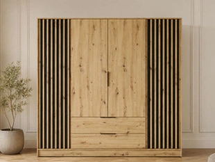 Kledingkast met lades en latten 206 cm Macron Artisan Eik