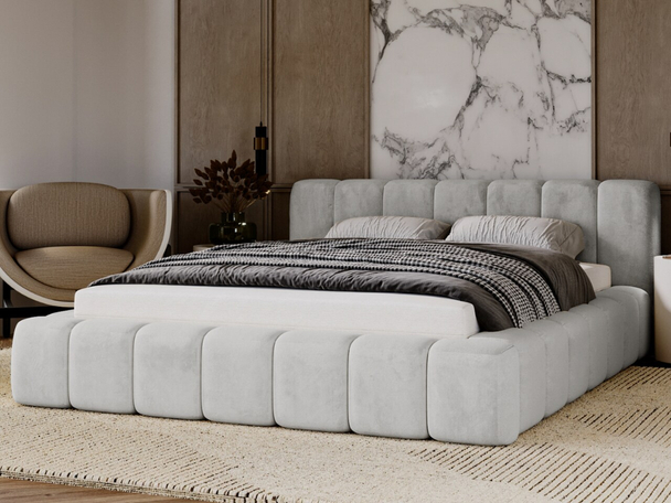Tweepersoonsbed met Opbergruimte en lattenbodem 120x200 Ibiza Lichtgrijs
