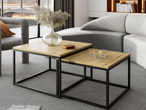 Salontafel op een zwart frame Asumi Artisan Eik 40x46