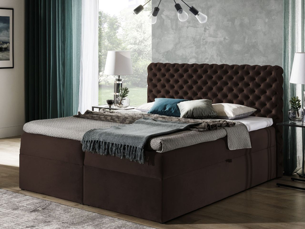 Boxspring met Opbergruimte 200x200 Cleo Bruin
