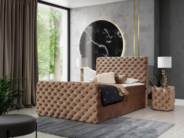 Boxspring met Opbergruimte 120x200 Cleo Lux Beige