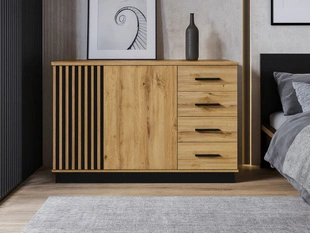 Dressoir met Deuren en Lades Lavore Eiken Wotan, Zwart
