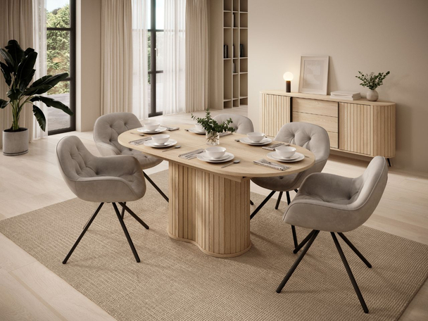 Ovale uitschuifbare tafel 220 cm Passione Bruin