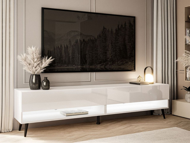 TV-meubel 180 cm voor de woonkamer met ledverlichting Aurelie Wit glans