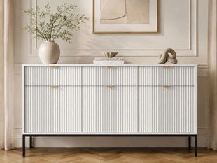 Dressoir met deuren en lades 154 cm Amber Wit