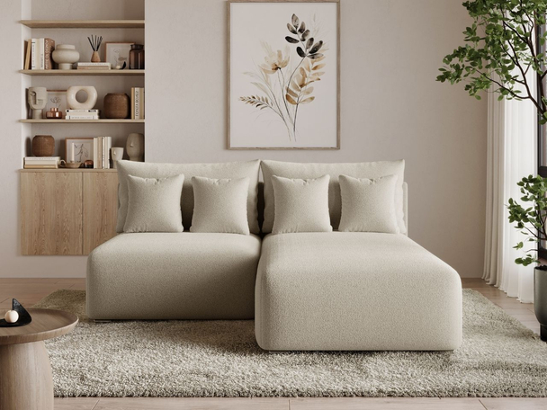Hoekbank Rechts met Slaapfunctie en Opbergruimte Ronni Beige