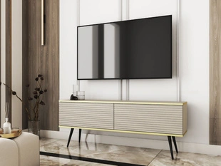 TV-meubel met gegroefde deuren 135 cm Diolo Beige