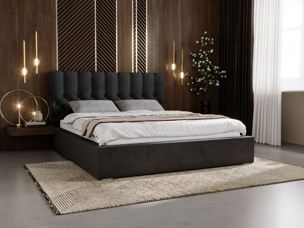 Bed met Opbergruimte en lattenbodem 200x200 Roma Zwart