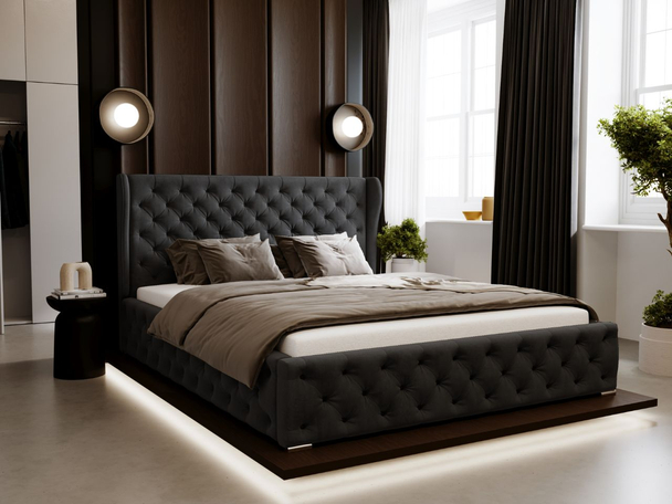 Tweepersoonsbed met Opbergruimte en lattenbodem 140x200 Kingston Zwart