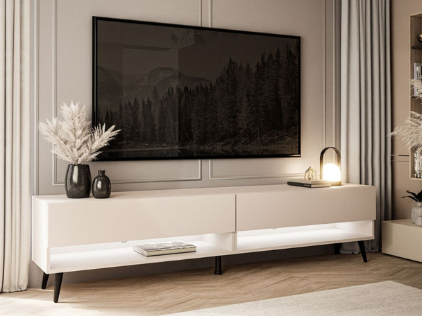 TV-meubel 180 cm voor de woonkamer met ledverlichting Aurelie Kashmir mat