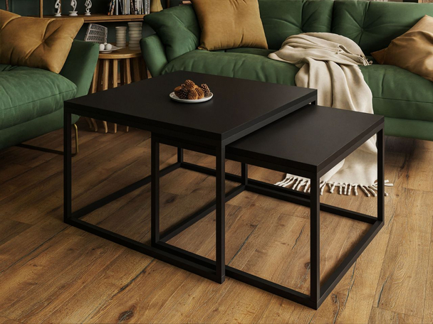 Salontafel Set 2-delig Asumi Zwart 40x46