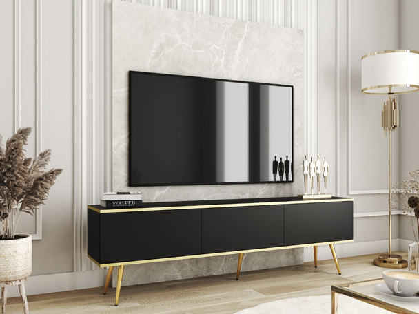 TV-Meubel met Deuren 175 cm Diolo Zwart